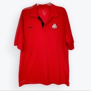 Nike Dry Fit Ohio State Buckeye Red and black short sleeve polo shirt medium‌‍‍‍